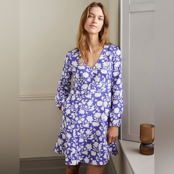 Boden Blue and White Floral Mini Dress - Picture 13 of 13